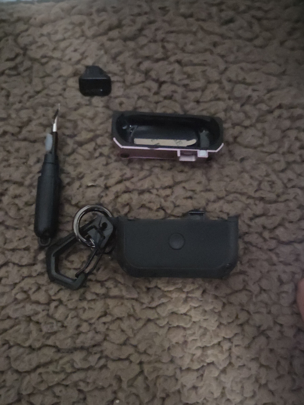 Protective Earbud Case with Carabiner Keychain - Black